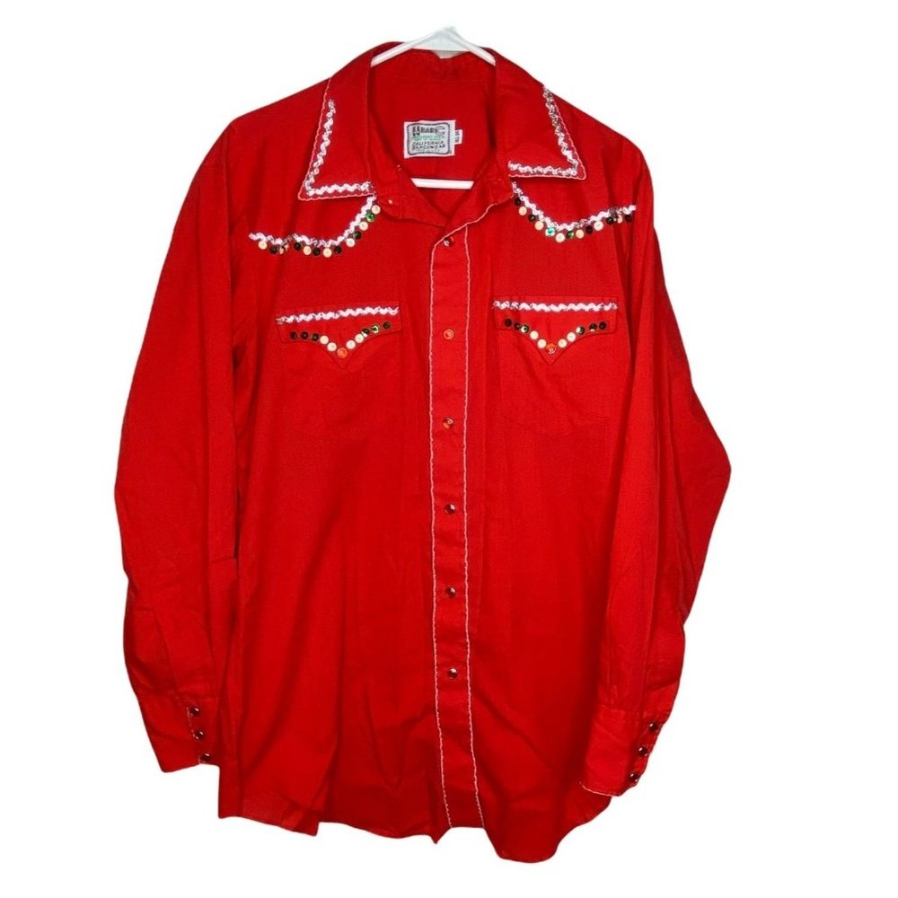 Vintage H BAR C California RanchWear Western Shirt Rockabilly Sequin Rick Rack P